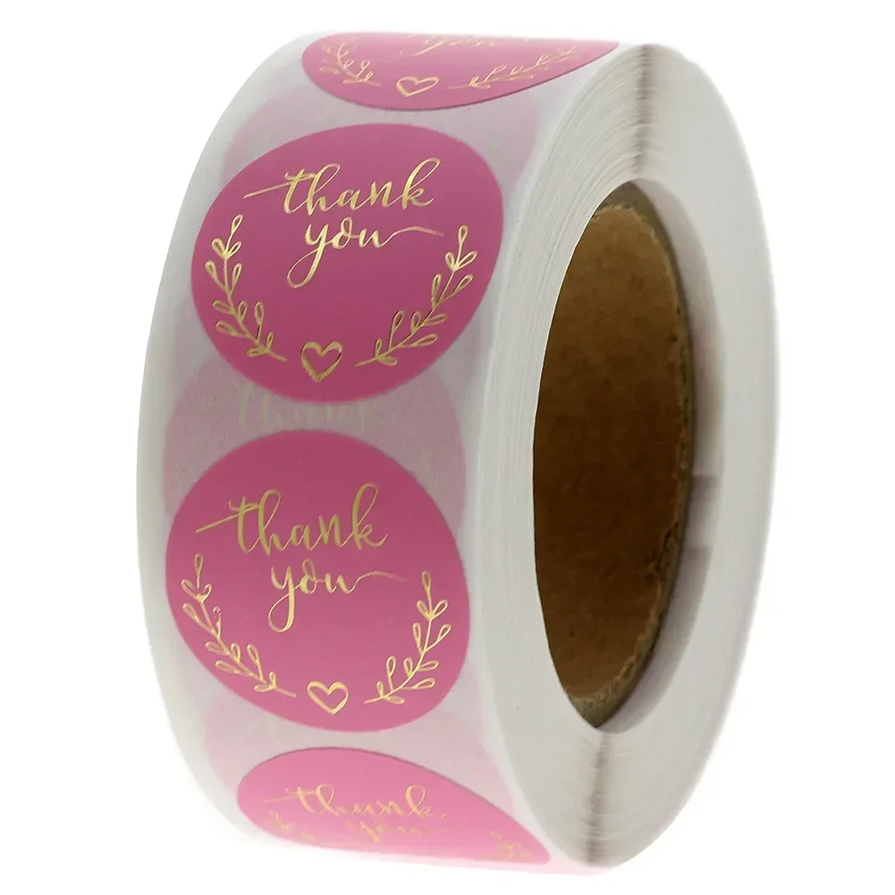 Stationery Supply Business - 50-500 Stück Dankeschön-Aufkleber Rosa Papier Geschäftsetiketten-Aufkleber