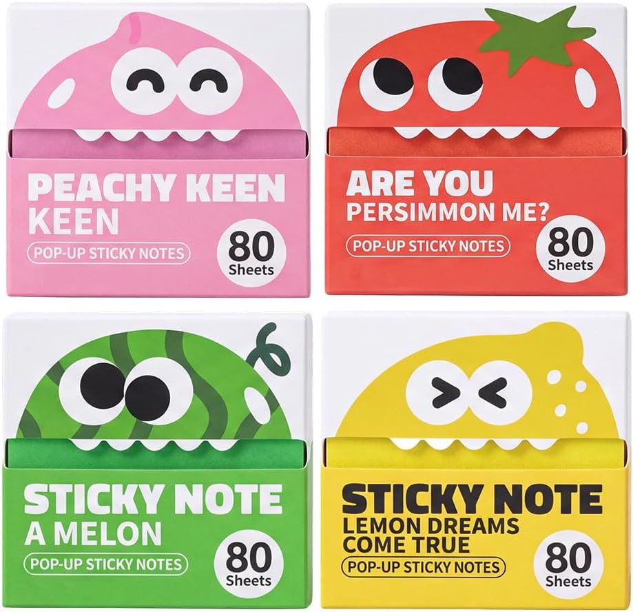 Memo Pad Sticky - Transparente, herausziehbare Glitzer-Haftnotizen, niedlicher Fruchtmonster-Notizblock |